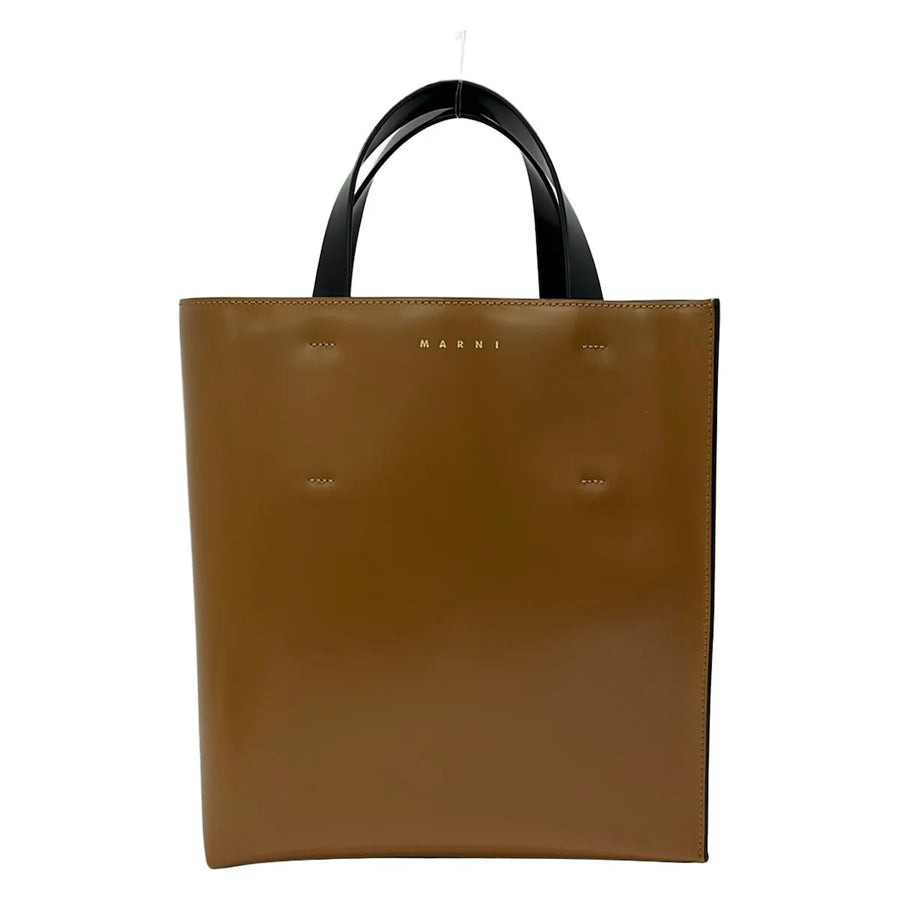 Marni Museo Brown Black Leather Tote Bag