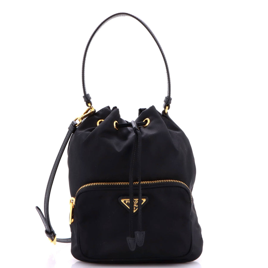 Prada Duet Drawstring Bucket Bag Tessuto
