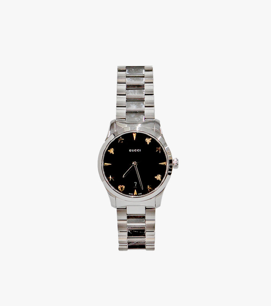 Gucci 38Mm Steel Timeless Black Quartz