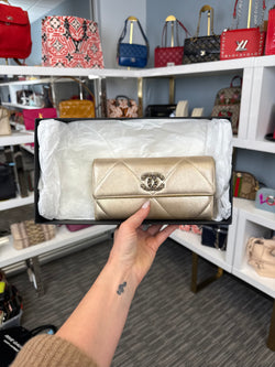 Chanel Quilted 19 gold wallet