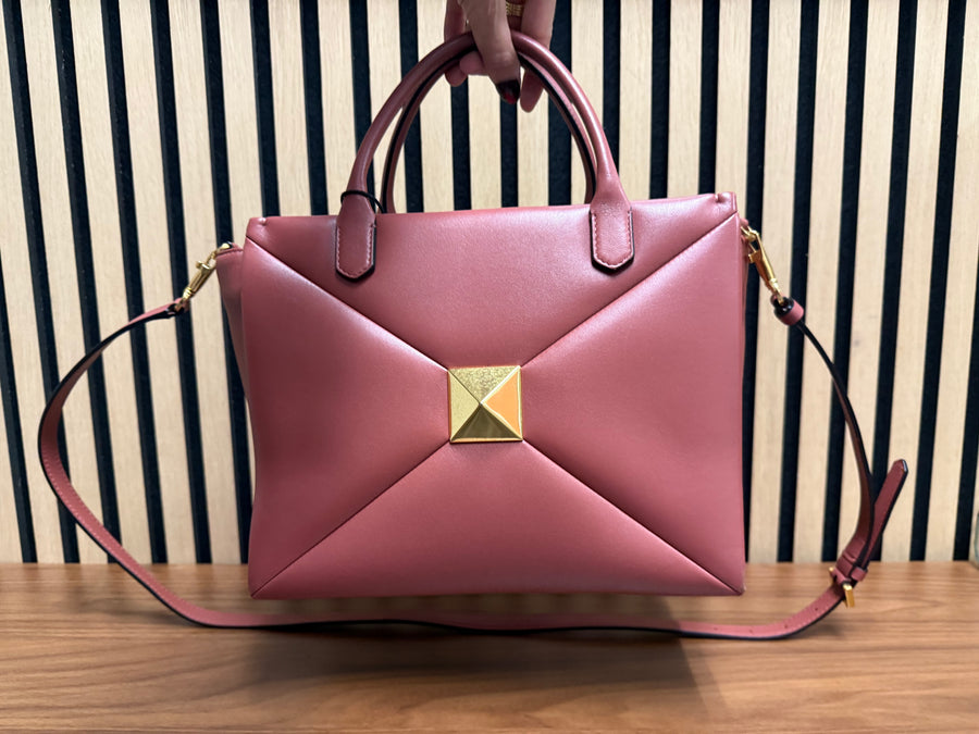 Valentino Mauve Leather 2Way Studded Gold Hardware Handbag