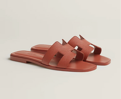 Hermes Orange Canyon Oran Sandal Size 38