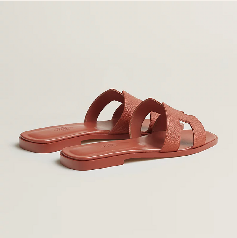 Hermes Orange Canyon Oran Sandal Size 38