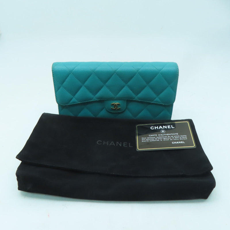 Chanel Cc Ghw Long Wallet Caviar Skin