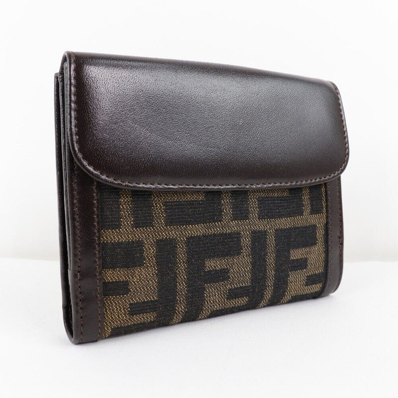 Fendi Zucca Wallet Brown Canvas/Calfskin