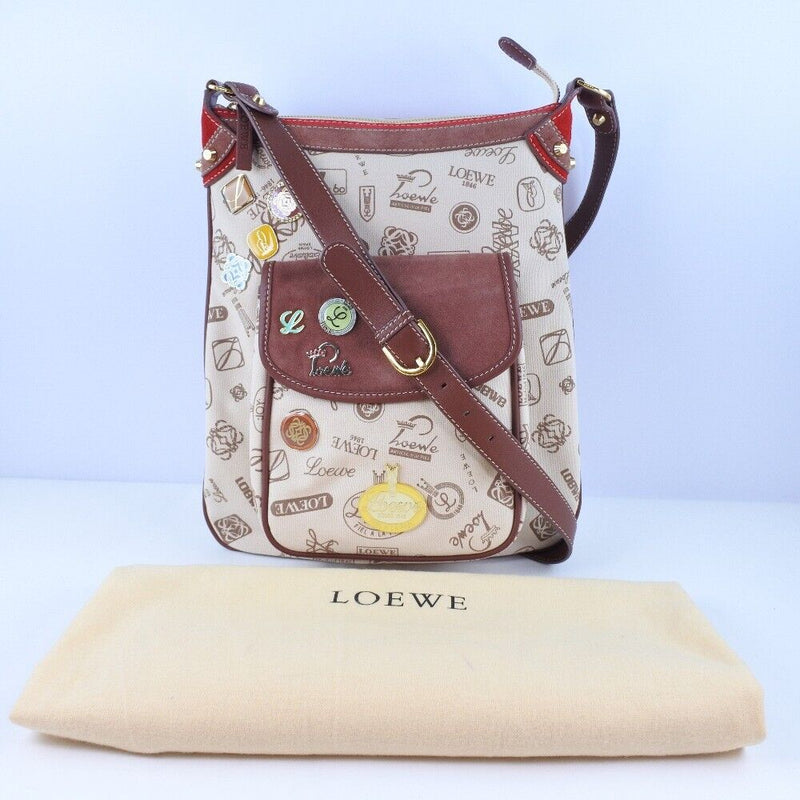 Loewe Pin Batch Shoulder Bag Brown Suede