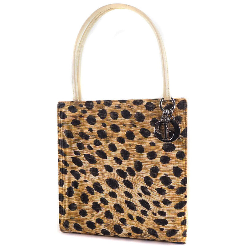 Dior Leopard Handbag Yellow/Black Canvas