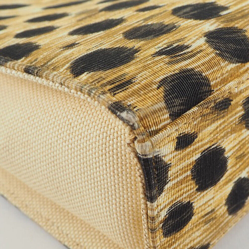 Dior Leopard Handbag Yellow/Black Canvas