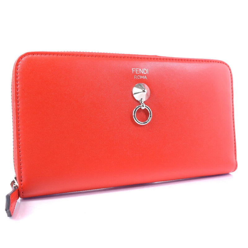 Fendi Dot Com Zip Around Red Calfskin