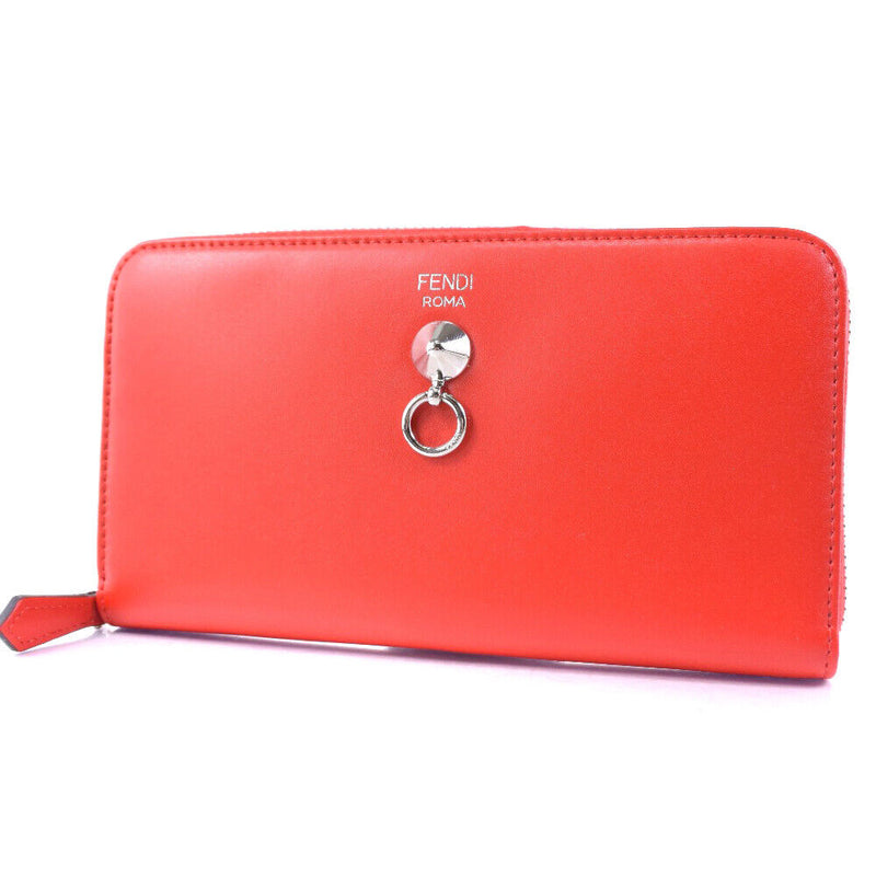 Fendi Dot Com Zip Around Red Calfskin