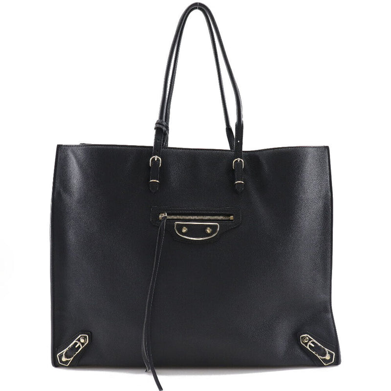 Balenciaga Paper Tote Bag Black Leather