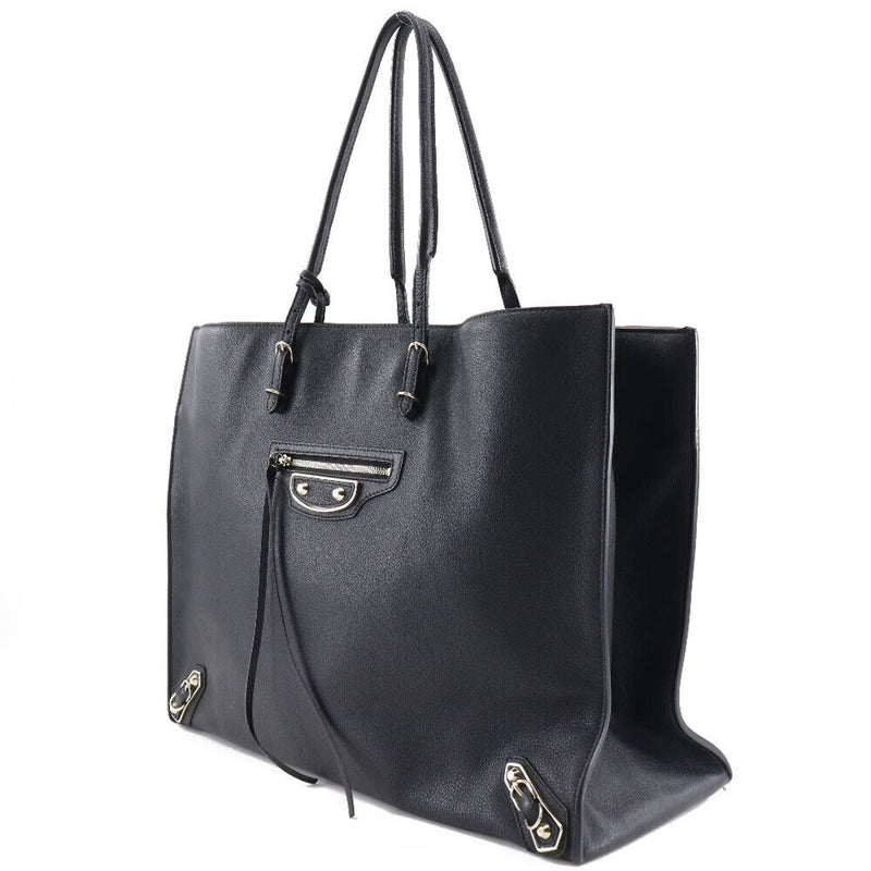 Balenciaga Paper Tote Bag Black Leather