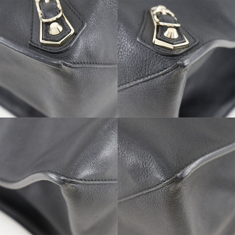 Balenciaga Paper Tote Bag Black Leather