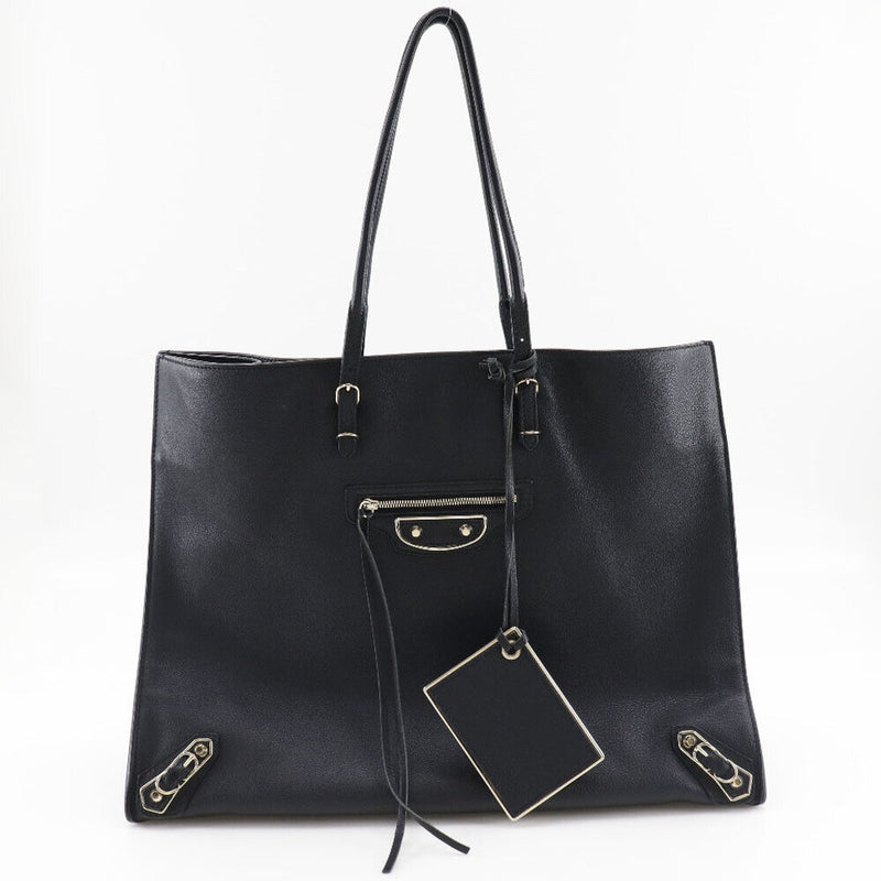 Balenciaga Paper Tote Bag Black Leather