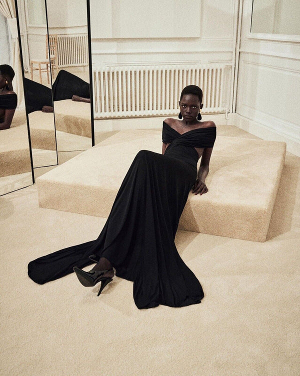 Saint Laurent Off Shoulder Gown Dress -