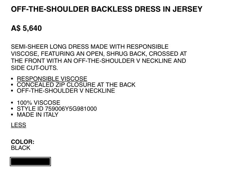 Saint Laurent Off Shoulder Gown Dress -