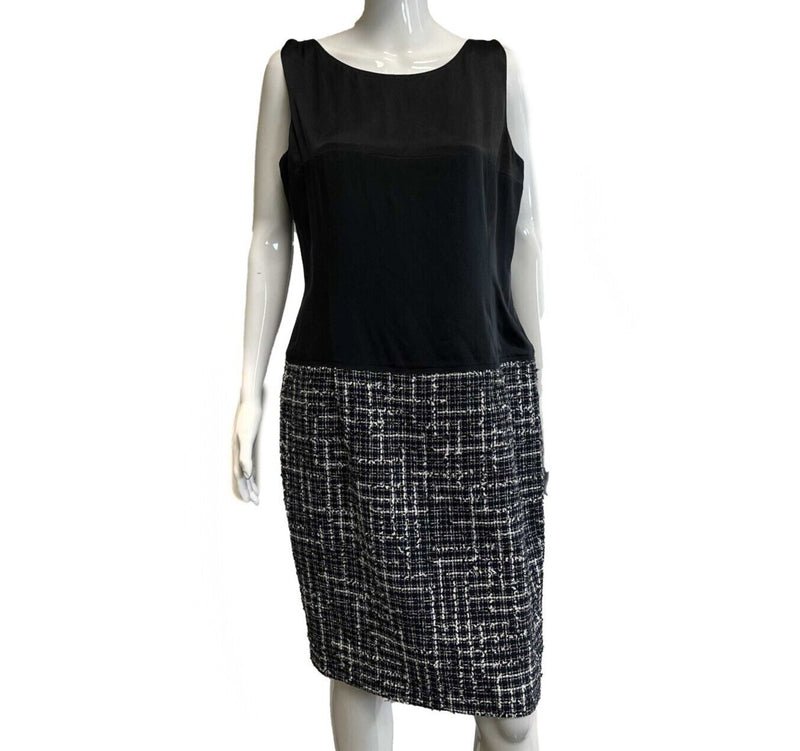 Chanel Black Satin Tweed Sleeveless