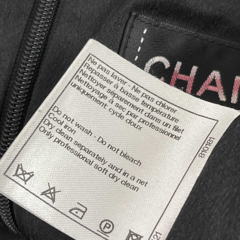 Chanel Black Satin Tweed Sleeveless