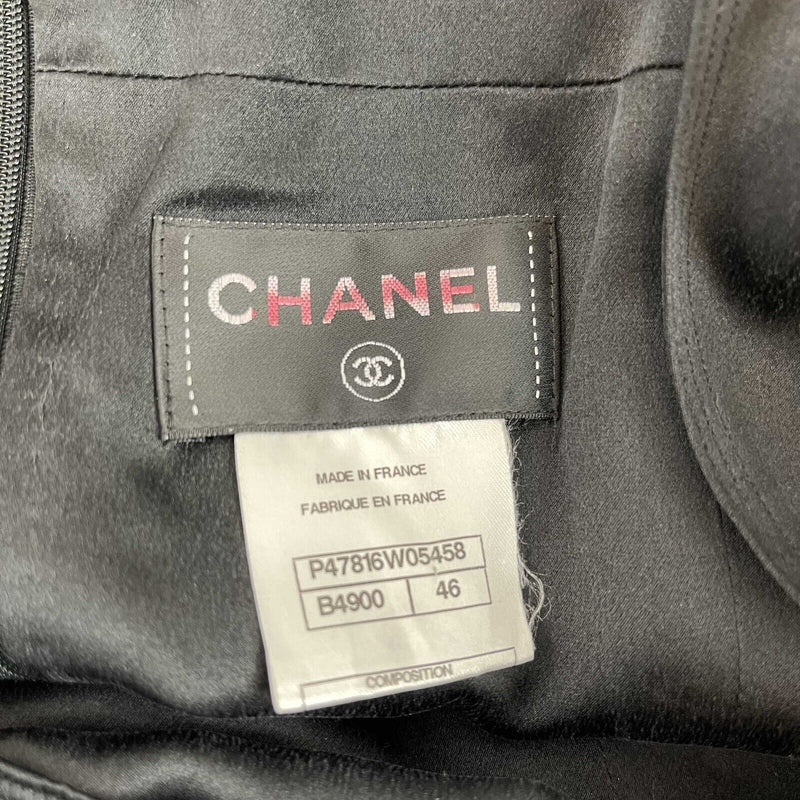 Chanel Black Satin Tweed Sleeveless