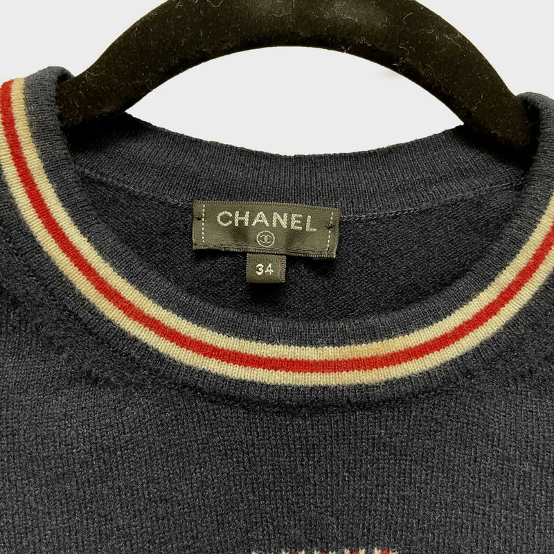 Chanel 19 No. 5 Logo Navy Blue Pullover