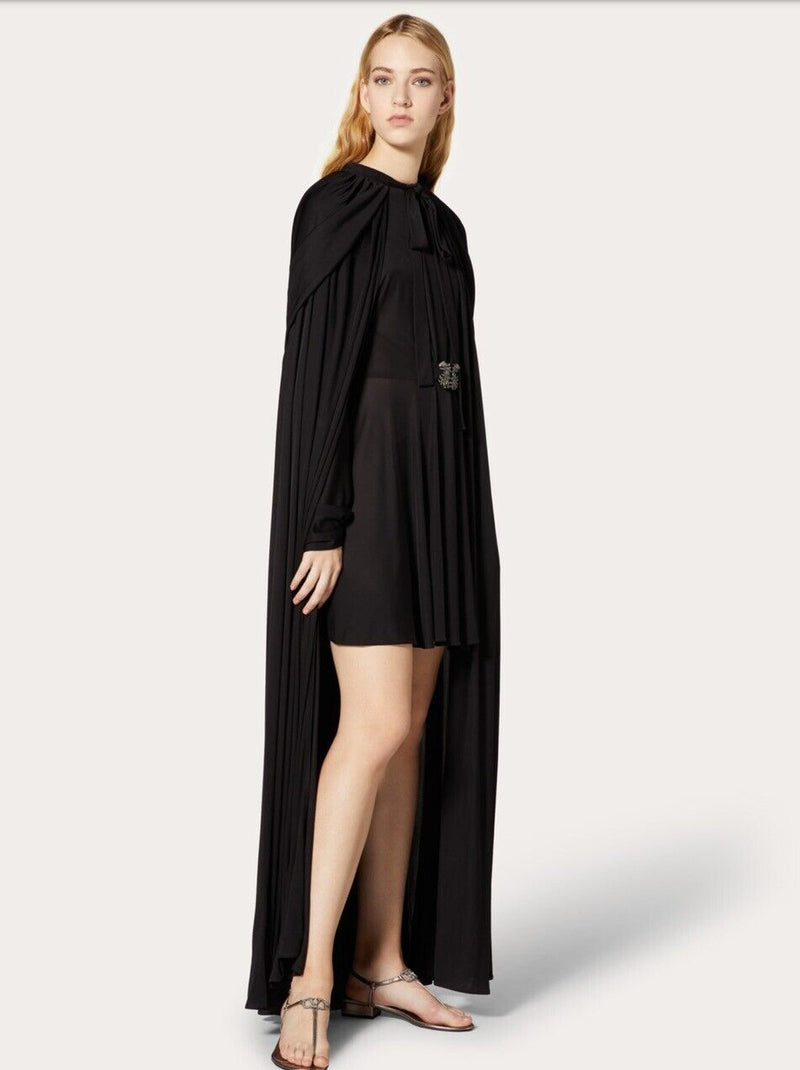 Valentino Hooded Cape Poncho Shawl-