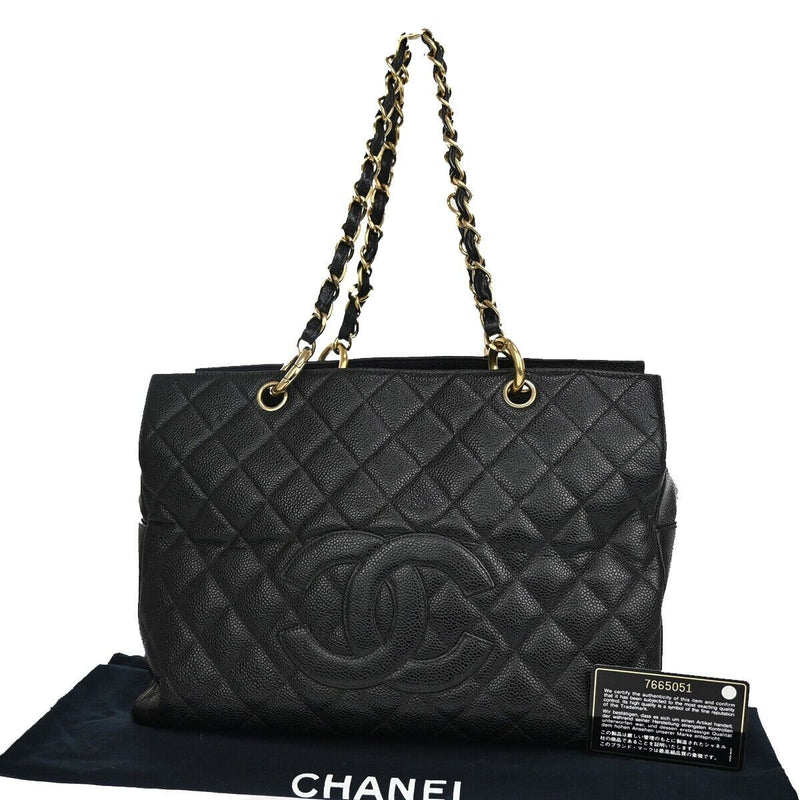 Chanel Cc Logo Chain Shoulder Bag Caviar