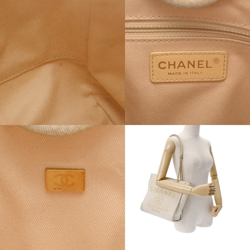 Chanel Deauville Pm White / Gold Tote