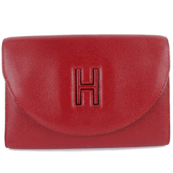 Hermes Vintage H Logo Clutch Bag Rouge