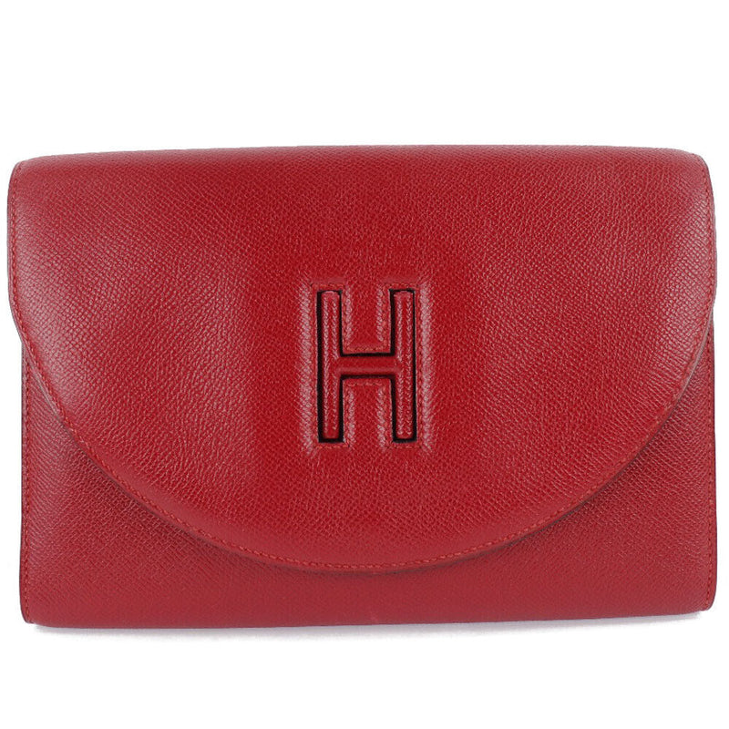 Hermes Vintage H Logo Clutch Bag Rouge