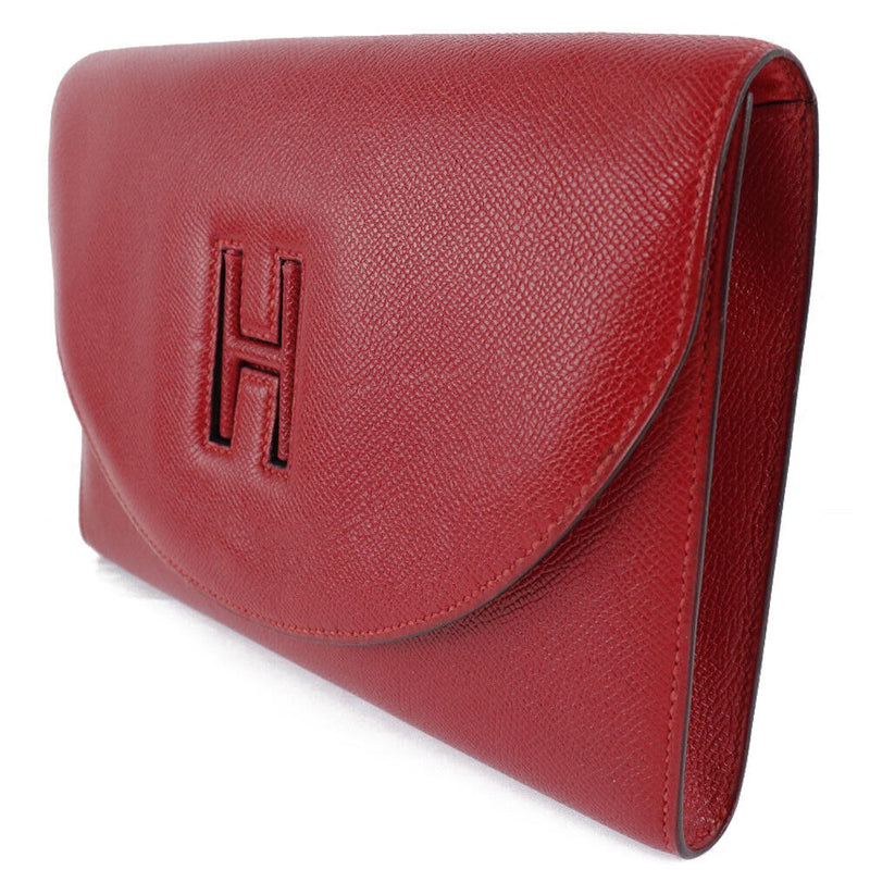 Hermes Vintage H Logo Clutch Bag Rouge