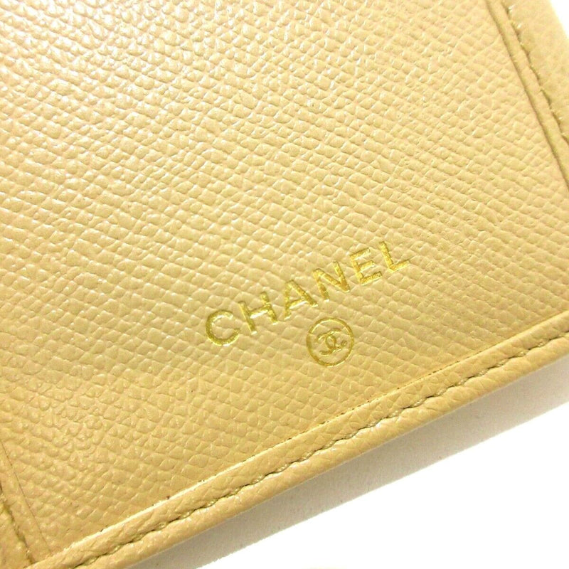 Chanel Cc Button Beige Leather Long