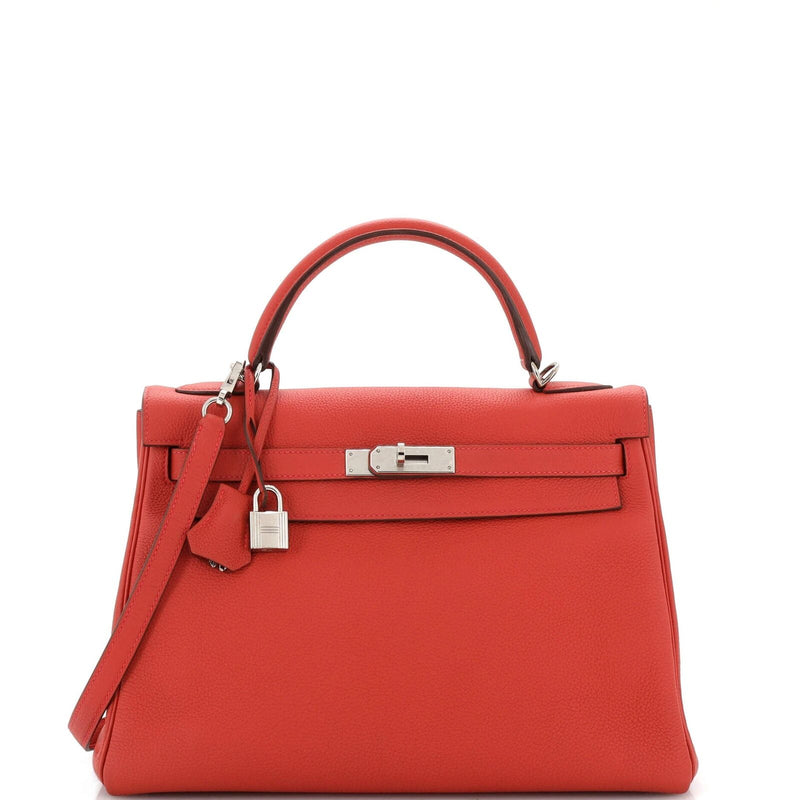 Hermes Kelly Handbag Geranium Togo With