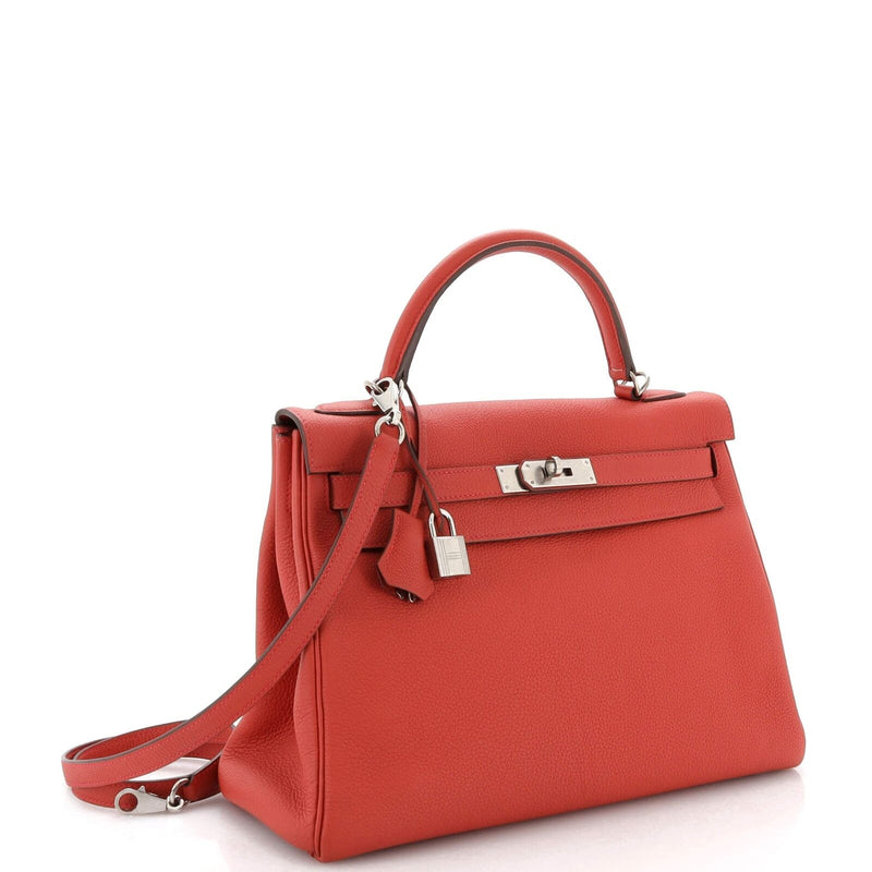 Hermes Kelly Handbag Geranium Togo With