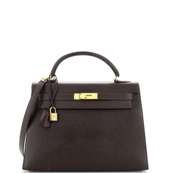 Hermes Kelly Handbag Ebene Courchevel