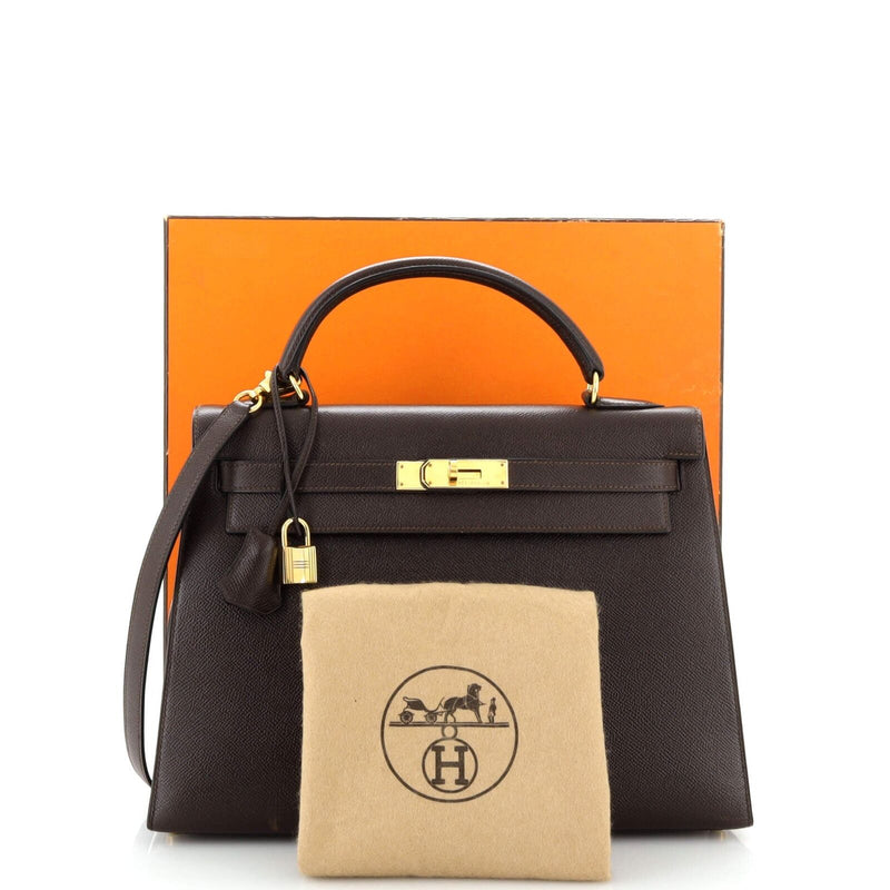 Hermes Kelly Handbag Ebene Courchevel