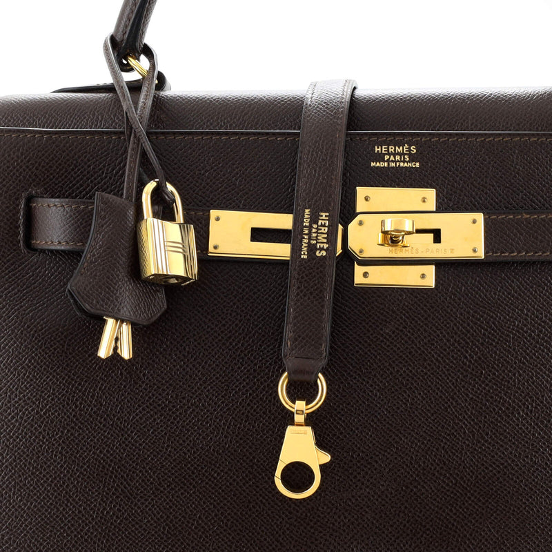 Hermes Kelly Handbag Ebene Courchevel