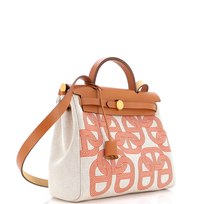 Hermes Herbag Zip Chaine D'Ancre Toile