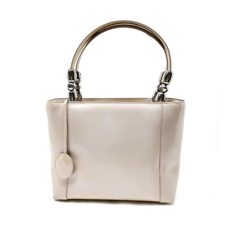 Christian Dior Hand Bag Beige Enamel