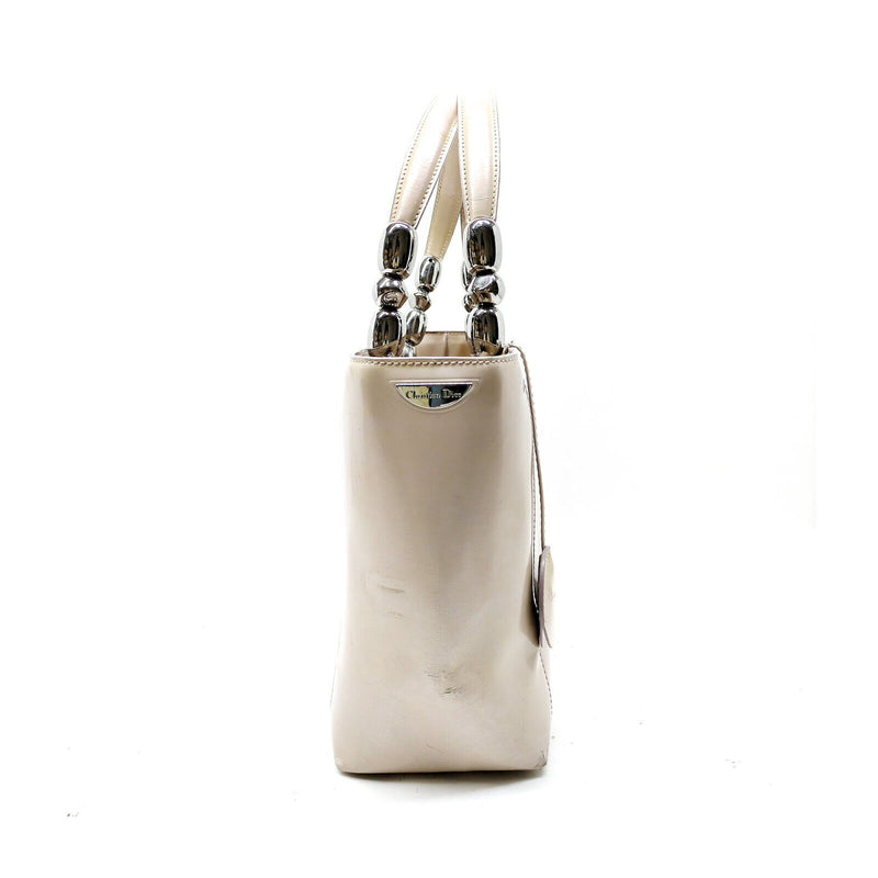 Christian Dior Hand Bag Beige Enamel