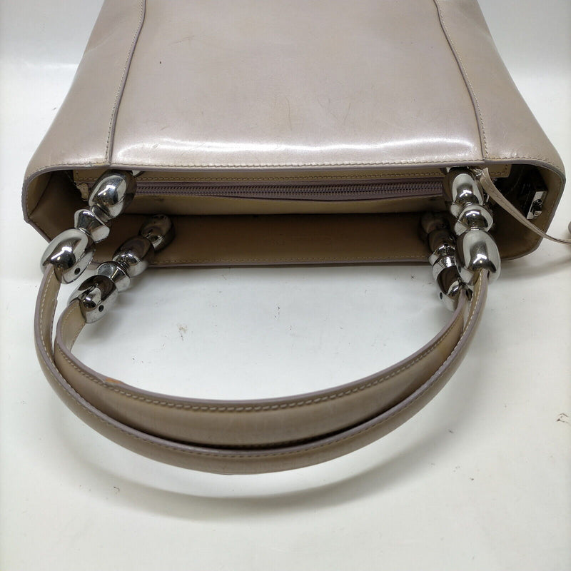 Christian Dior Hand Bag Beige Enamel