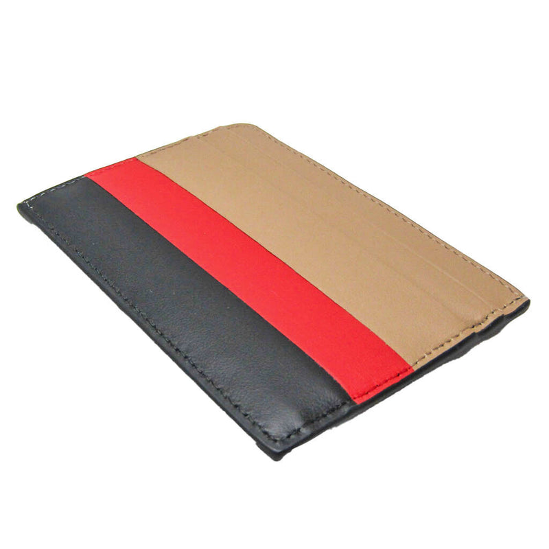Burberry Leather Card Case Beige Black