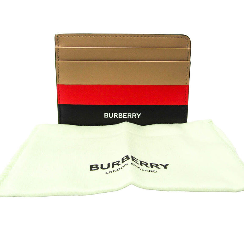 Burberry Leather Card Case Beige Black