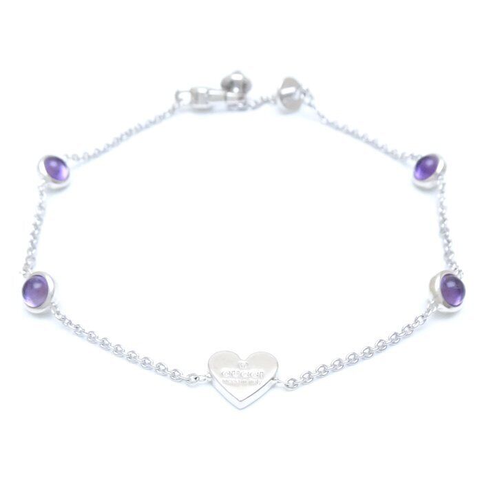 Gucci Heart Tag Bracelet Amethyst Size 8