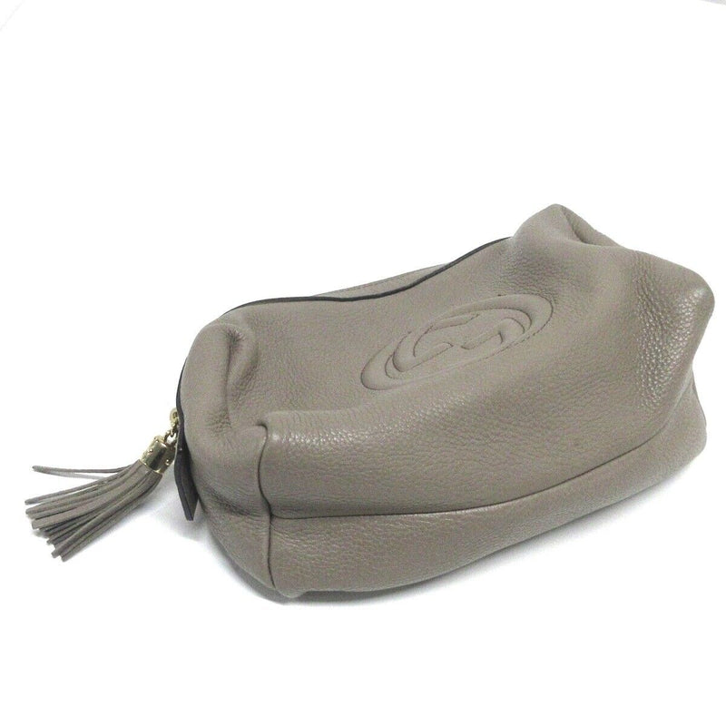 Gucci Double G Gray Beige Leather