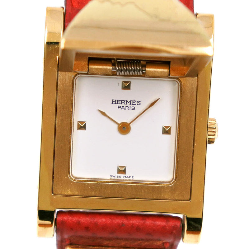 Hermes Medor Watches Red/Gold Whitedial