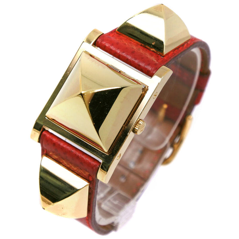 Hermes Medor Watches Red/Gold Whitedial