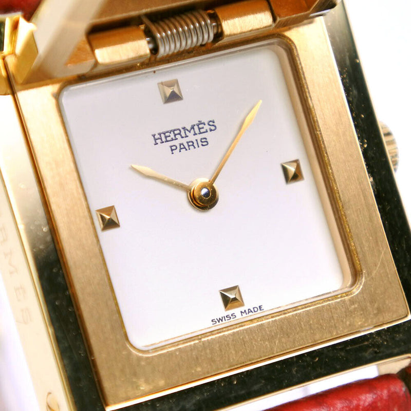 Hermes Medor Watches Red/Gold Whitedial