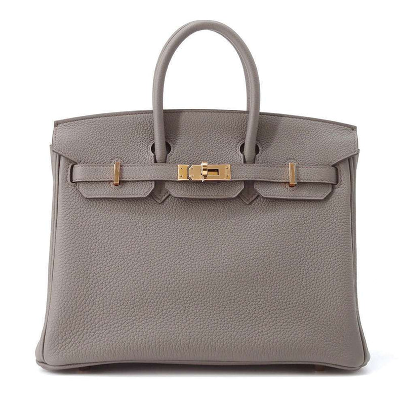 Hermes Birkin Size 25 Togo Leather Etain