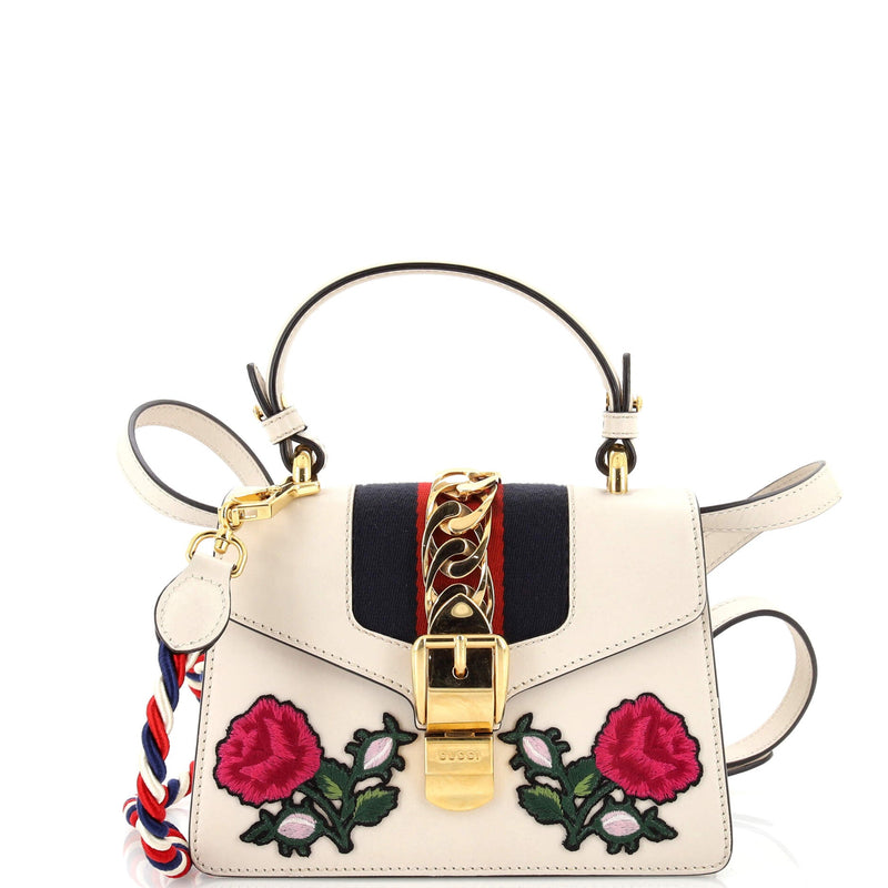 Gucci Sylvie Top Handle Bag Embroidered