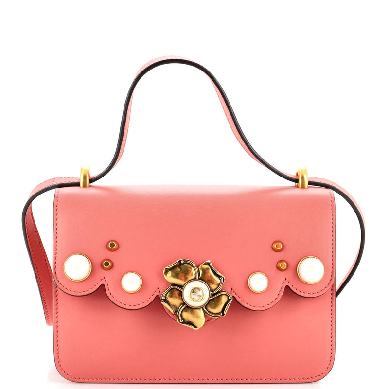 Gucci Pearly Peony Shoulder Bag Leather